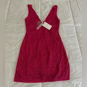 NEW SLA The Label PINK GIGI DIAMANTE MINI DRESS Size Small